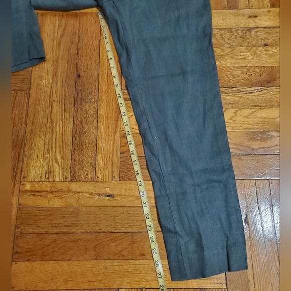 Zara Womens Linen Blend Pants Relaxed Fit Drawstring Waist Olive Green Size S - Picture 9 of 9